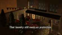 Gtagif Gta One Liners GIF - Gtagif Gta One Liners That Laundry Still Owes Us Protection GIFs