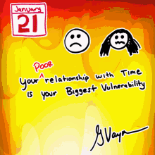 your poor relationship with time is your biggest vulnerability veefriends your greatest weakness is your poor time management manage your time better be more efficient