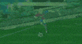a soccer player is kicking a soccer ball on a field with the words cannon del area penal on the bottom