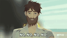 a cartoon of a man with a beard says no no no no