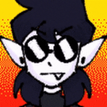 a cartoon character wearing sunglasses and a tongue out .