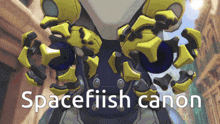 a picture of a robot with the words spacefish canon written on it