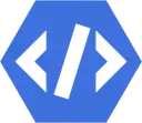 a blue hexagon with a white arrow pointing to the left and a white arrow pointing to the right on a white background .