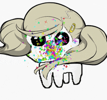 a drawing of a girl with a clip in her hair and a bunch of stars on her face
