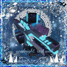 a picture of a robot with the words goodnight rest well written on it