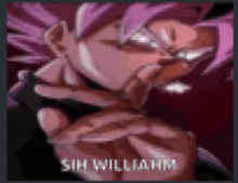 a close up of a cartoon character with the words sin williamm written on the bottom .