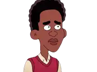 a cartoon character with a cross on his ear is crying