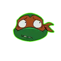 a cartoon drawing of a ninja turtle with a tear running down his forehead