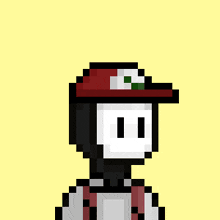 a pixel art of a person holding a bunch of hamburgers
