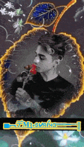 a painting of a man holding a rose with the name mrs. sofia on the bottom right