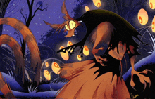 a cartoon drawing of a monster with lanterns coming out of its mouth