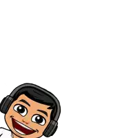 a cartoon man wearing headphones and a digetele shirt