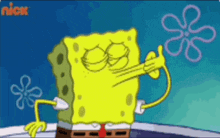 a cartoon of spongebob giving a middle finger
