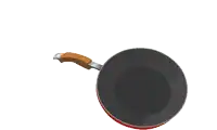 a frying pan with steam coming out of it on a white background