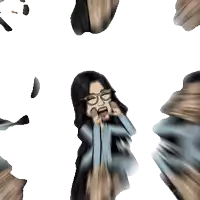 a cartoon of a woman wearing glasses is laughing with her mouth open