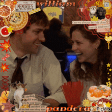 a picture of a man and a woman with a license plate that says memories on it