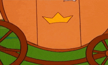 a cartoon man with red hair is standing in a carriage .