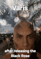 a man with a ball on top of his head with the word varis written on it