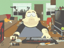 fat gamer playing dirty room
