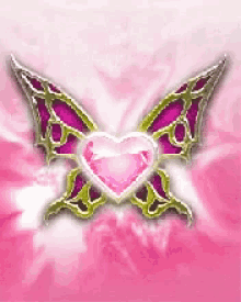 a butterfly wing with a pink heart in the middle