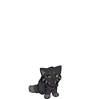 a cartoon cat is sitting next to a brick with holes in it