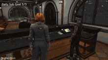 a video game scene with a daily sub goal of 5