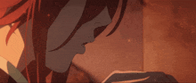 a close up of a woman with red hair