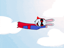 a cartoon of a rabbit flying through the air