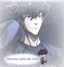 a drawing of a man with the words karasu solo de roy below him