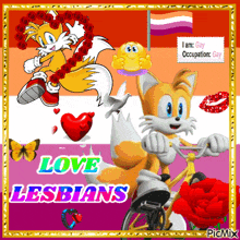 a picture of tails from sonic the hedgehog riding a bike