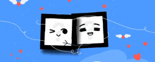 a black and white drawing of two faces with a question mark on them