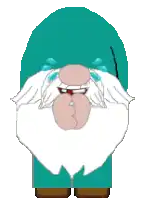 a pixel art drawing of a gnome with a white beard