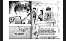 a man in a suit is taking a picture of himself with a cell phone in a comic book .