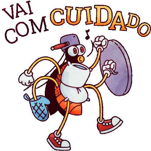 Protected Cockroach Says Be Careful In Portuguese Sticker - Oscaris Coming Vai Com Cuidado Google Stickers