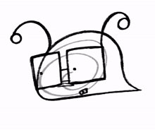 a black and white drawing of a squirrel with a speech bubble