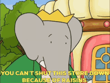 Babar You Cant Shut This Store Down GIF - Babar You Cant Shut This Store Down Because Of Raisins GIFs
