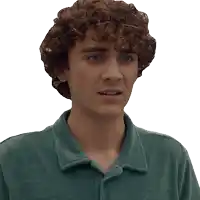 a man with curly hair says that 's wild on a white background