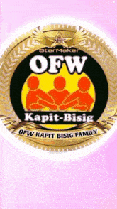 a gold emblem with the words ofw kapit-bisig ofw kapit bisig family