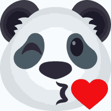 muah panda joypixels love you flying kiss
