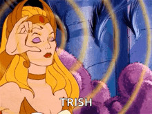 she ra from the masters of the universe is making a funny face and says trish