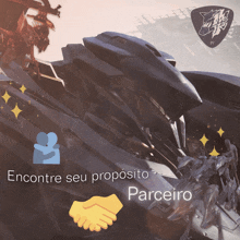 a picture of a robot with the words encontre seu propósito parceiro on it