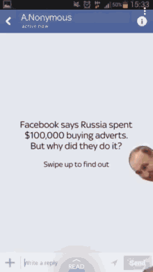 facebook says russia spent $ 100,000 buying advertisements but why did they do it swipe up to find out