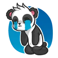 a cartoon panda bear is crying with tears running down his face