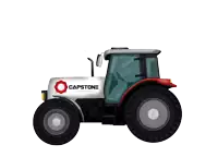 a white tractor with the word capstone on it