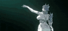 a drawing of a naked woman with horns on her head reaching out her hand