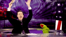 Stephen Colbert Kermit The Frog GIF - Stephen Colbert Kermit The Frog Happy GIFs
