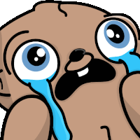 a cartoon character is crying with tears running down its face