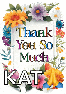 a greeting card that says " thank you so much kat "