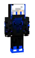 a minecraft character wearing a black hoodie and blue shoes
