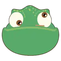 a cartoon illustration of a green chameleon 's face